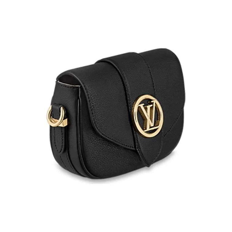 LOUIS VUITTON Pont Grain Cow Leather Shoulder Bag, Crossbody Bag Trumpets Women's Black-1