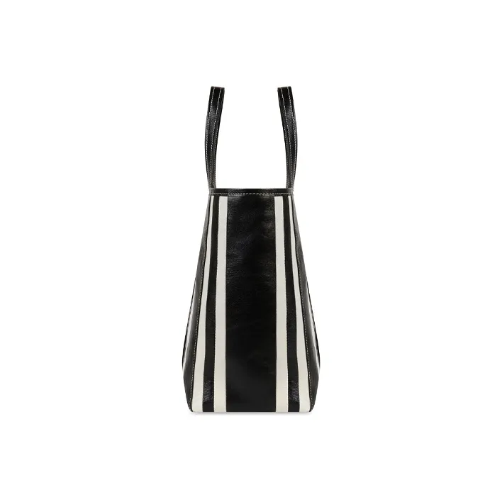 Balenciaga Lambskin Tote Bag Shopping Bag Handbag Shoulder Bag Crossbody Bag Medium Size Unisex Black/White-2