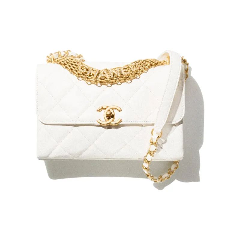 CHANEL 22SS Lambskin Flap Bag, Shoulder Bag, Crossbody Bag Trumpets Women's White-0