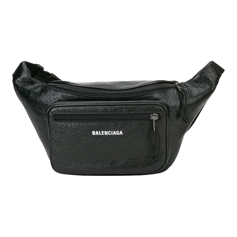 Balenciaga Explorer Grained Sheepskin Fanny Pack Sling Bags Unisex Black-0
