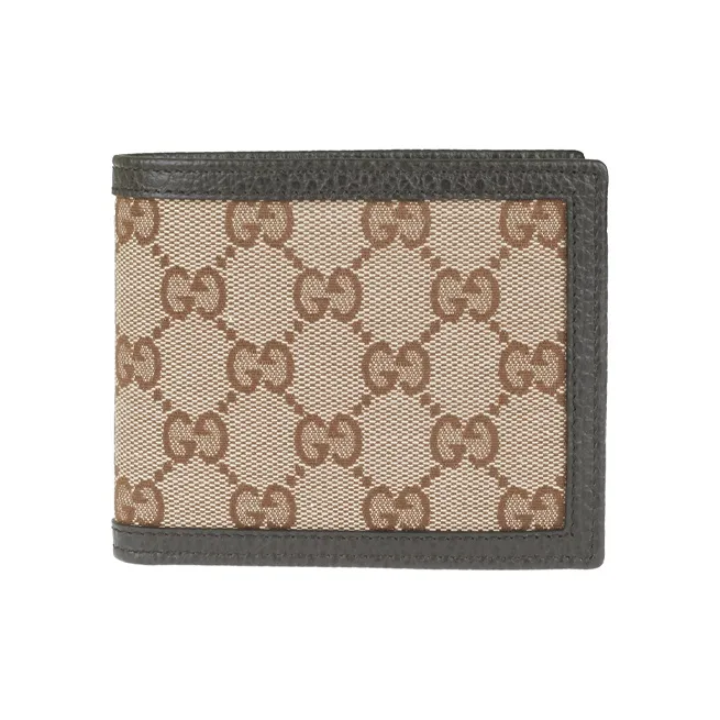 GUCCI Canvas With Leather Wallet Men's Ebony/Brown-0