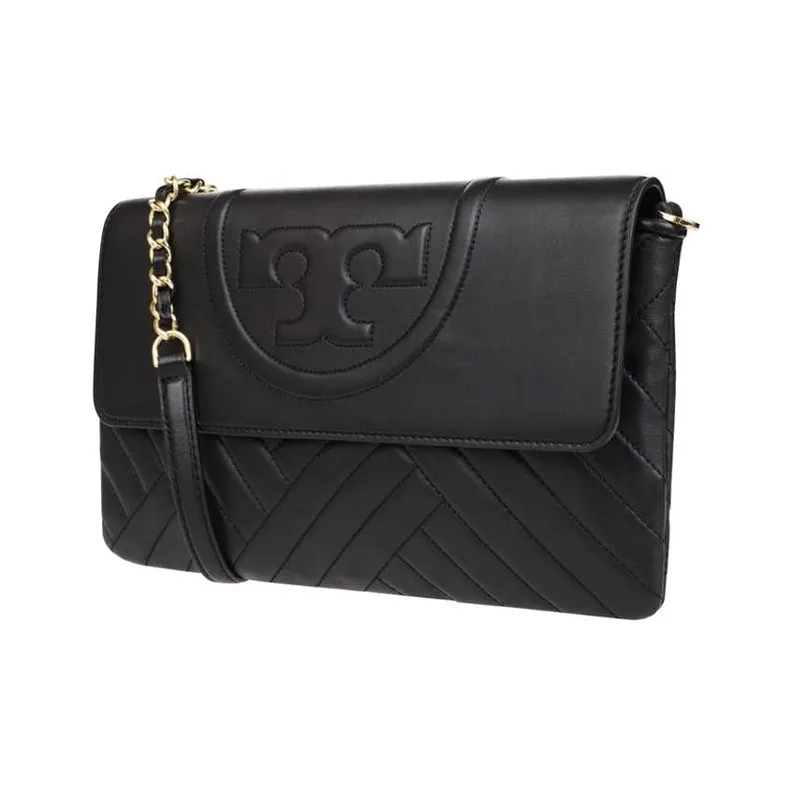 TORY BURCH Sheepskin Evening Party Bag Clutch Shoulder Bag Crossbody Bag Medium Size Women's Black-1