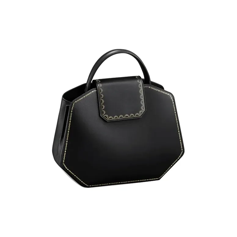 CARTIER GUIRLANDE Calfskin Handbag Shoulder Bag Crossbody Bag Small Size Women's Black-1