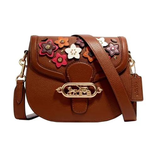 COACH Jade Leather Saddle Bag Shoulder Bag Crossbody Bag Small Size Women's Brown