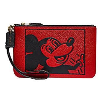 COACH Keith Haring X Disney Disney Collaboration Wristlet Leather Clutch Unisex Red