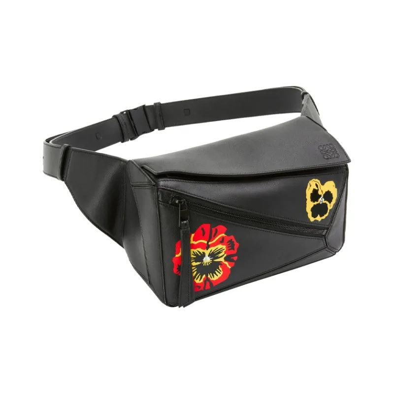 LOEWE Puzzle Classic Calfskin Fanny Pack Small Size Men's Black-1