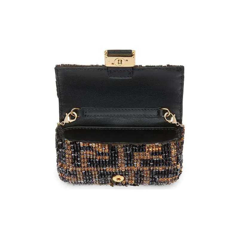 FENDI Baguette Cow Leather Coin Purse Baguette Bag Crossbody Bag Shoulder Bag Women's Brown-3
