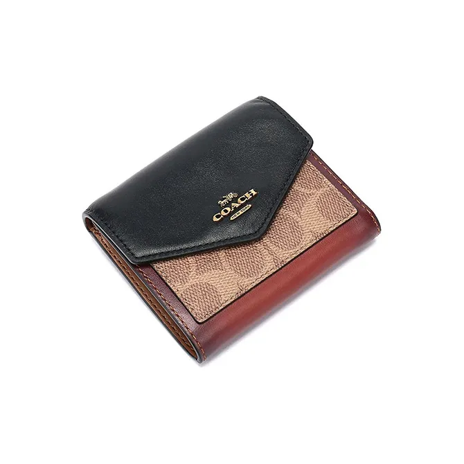 COACH Canvas Wallet Women's Tan & Black-4