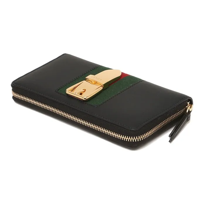 GUCCI Sylvie Leather Wallet Regular Women's Black-3