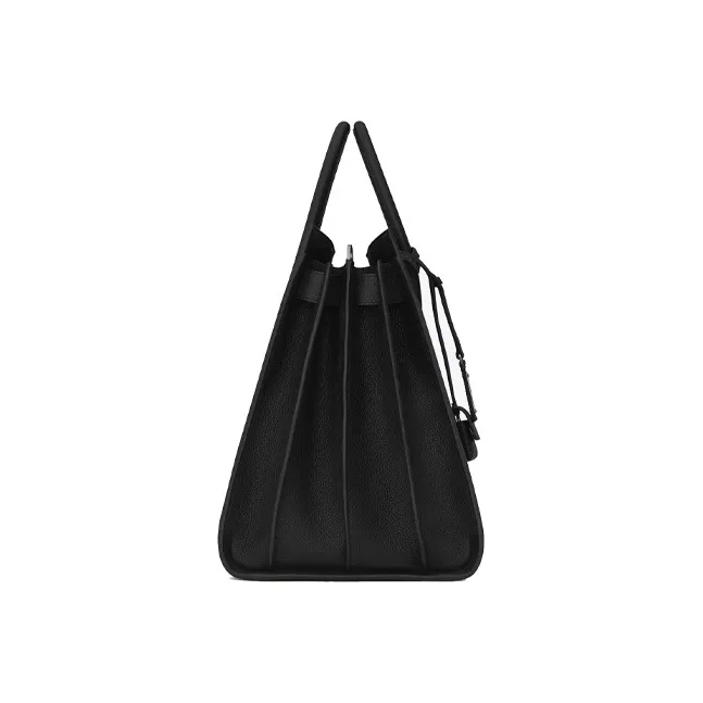 SAINT LAURENT SAC DE JOUR Calfskin Grained Leather Tote Bag Shopping Bag Handbag Large Size Men's Black-1