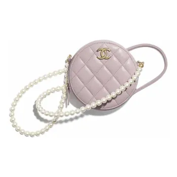 CHANEL Calfskin Round Cake Bag Crossbody Bags Regular Women's Light Pink Red