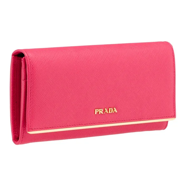 PRADA Saffiano Leather Wallet Women's Pink Peony-1
