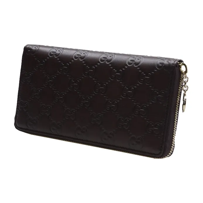 GUCCI Cow Leather Wallet Women's Dark Brown-2