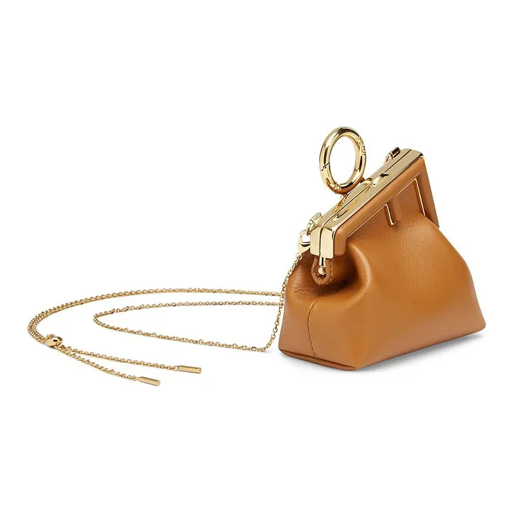 FENDI Fendi First Sheepskin Earphone Case Shoulder Bag Crossbody Bag Extra Mini Women's Brown-1