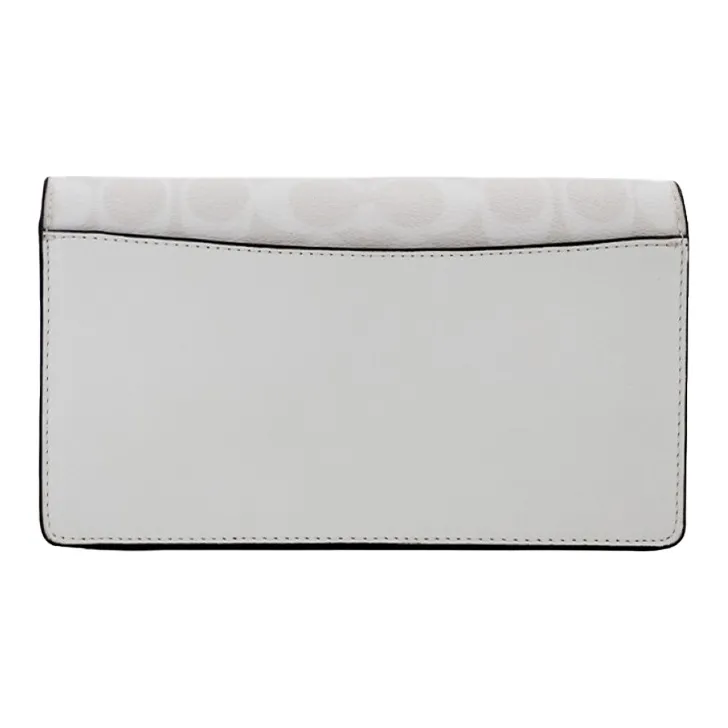 COACH Anna Canvas With Leather Flap Bag One Shoulder Handbag Crossbody Bag Women's Glacier White-3