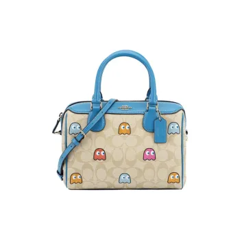 COACH Bennett Artificial Leather Handbag Medium Size Women's Khaki & Blue