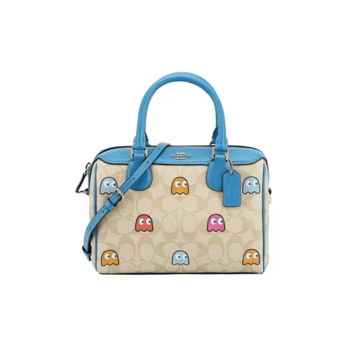 COACH Bennett Artificial Leather Handbag Medium Size Women's Khaki & Blue