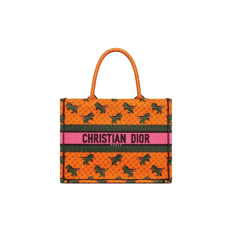 DIOR BookTote Embroidery Tote Bag Shopping Bag Shoulder Bag Handbag Regular Women's Orange-0