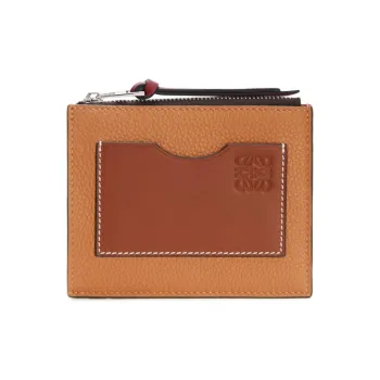 LOEWE Soft Grain Cow Leather Card Holder Women's Light Caramel/Mountain Walnut