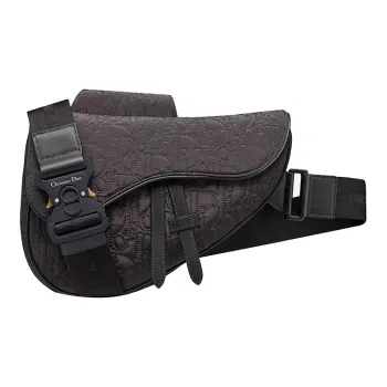 DIOR Saddle Nylon Fabric Saddle Bag Crossbody Bag Sling Bag Men's Black
