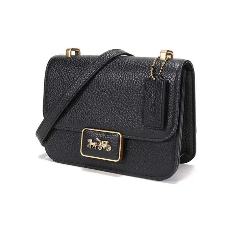 COACH Alie Leather Messenger Bag Small Square Bag Crossbody Bags Shoulder Bags Women's Black-1