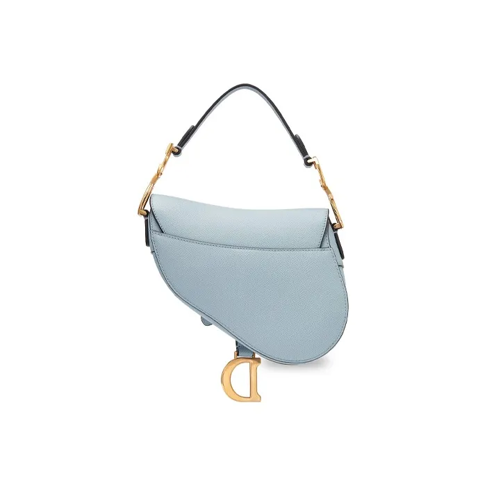 DIOR Saddle Grained Calfskin Saddle Bag Shoulder Bag Mini Women's Blue-2
