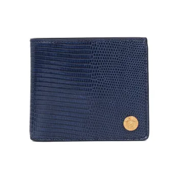 VERSACE Leather Wallet Unisex Dark Blue