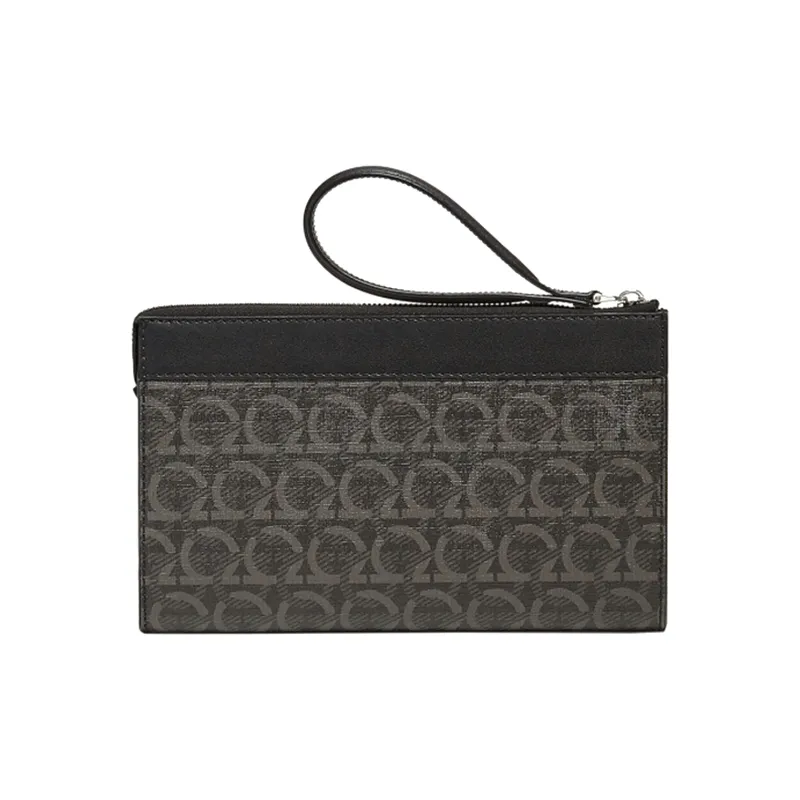 FERRAGAMO Leather Monogram Handbag Regular Men's Black-2