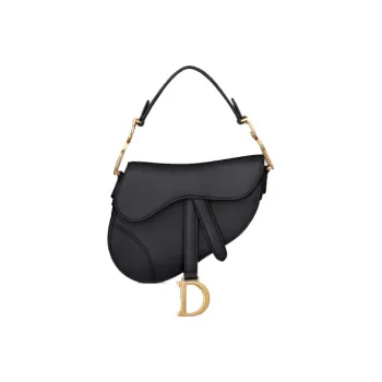 DIOR Saddle Cow Leather Saddle Bags Shoulder Bags Mini Women's Black