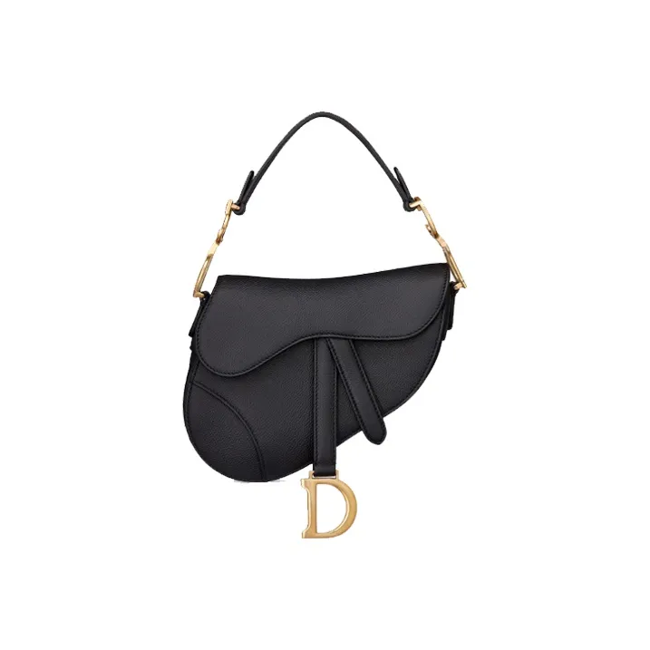 DIOR Saddle Cow Leather Saddle Bags Shoulder Bags Mini Women's Black-0