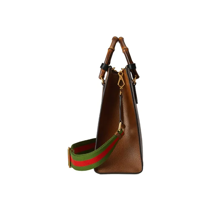 GUCCI Diana Leather One Shoulder Handbags Medium Size Unisex Brown-3