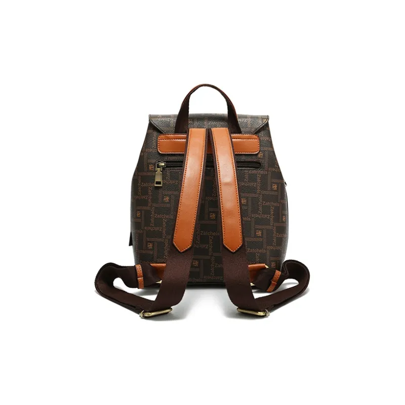 Zatchels Backpacks Dark Brown Monogram Color-2