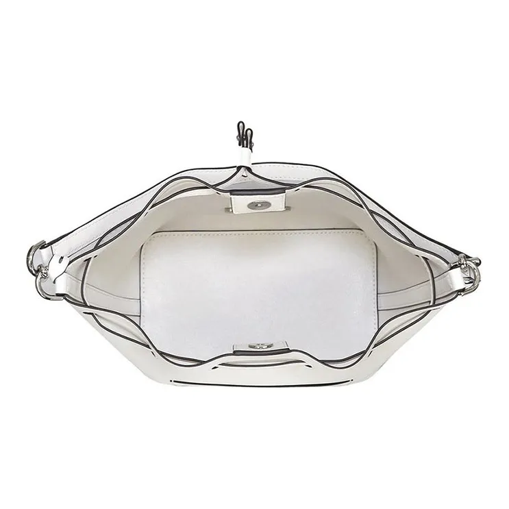 MICHAEL KORS Eden Leather Handbag, Bucket Bag, Shoulder Bag, Crossbody Bag Women's White-4
