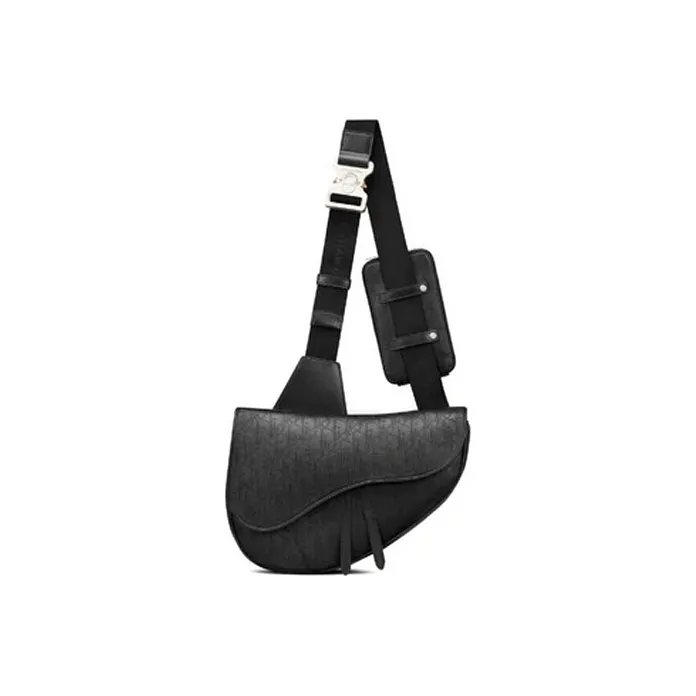 DIOR Saddle Cow Leather Saddle Bag Shoulder Bag Crossbody Bag Sling Bag Large Size Men's Black-2