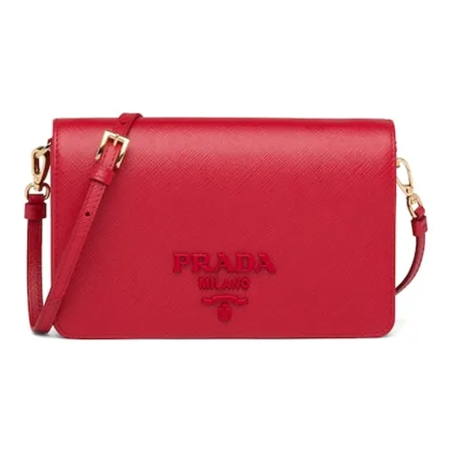 PRADA Saffiano Leather Shoulder Bag Mini Women's Red
