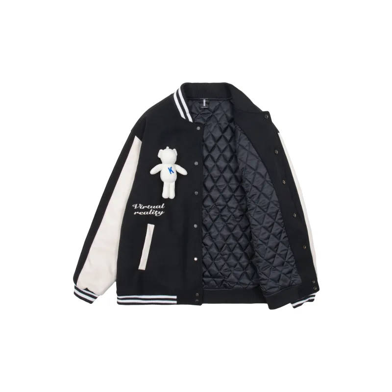 KILLWINNER Cartoon Baseball Collar Loose Fit Thickened Puffer Jacket Unisex-1