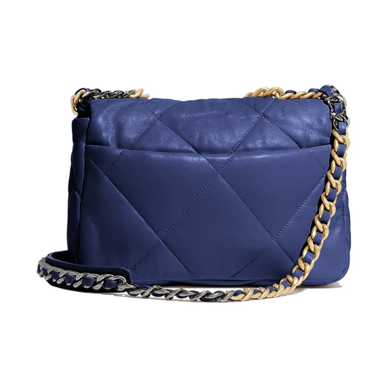 CHANEL 19Bag Sheepskin Flap Bag, Shoulder Bag, Crossbody Bag Trumpets Women's Blue-1