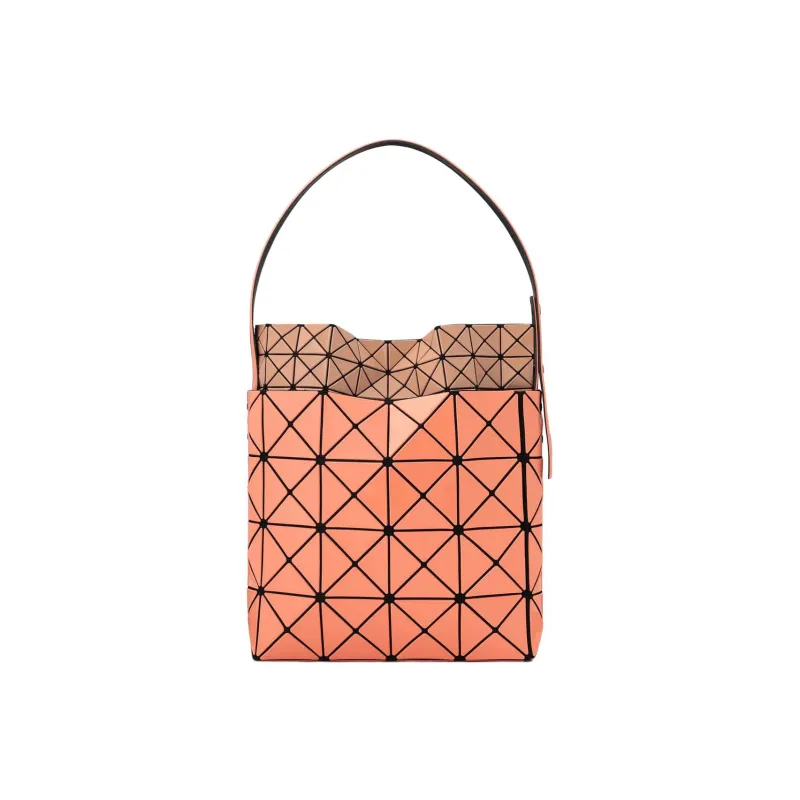 ISSEY MIYAKE PVC Polyvinyl Chloride One Shoulder Handbags Women's Coral Pink & Light Brown-0