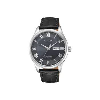 CITIZEN Automatic Mechanical Movement Cowhide Strap Watch Men's Watches Black Dial