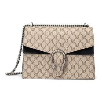 GUCCI Dionysus Canvas With Leather Chain Bag Shoulder Bag Crossbody Bag Medium Size Women's Ebony/Black