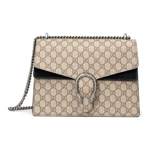 GUCCI Dionysus Canvas With Leather Chain Bag Shoulder Bag Crossbody Bag Medium Size Women's Ebony/Black