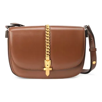 GUCCI Sylvie 1969 Leather Crossbody Bag, Shoulder Bag Small Size Women's Brown