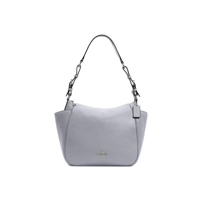 COACH Rori Leather Shoulder Bag Women's Gray-0