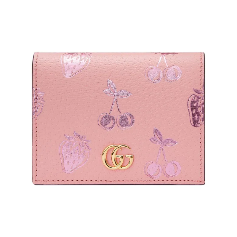 GUCCI Marmont Leather Wallet Card Holder Clutch Women's Pink-0