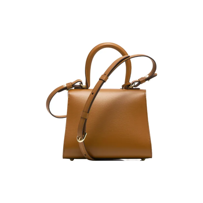 Delvau Brillant Calfskin Portable Crossbody Bag Shoulder Bag Mini Women's Caramel Brown-2