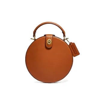 COACH Circle Leather Shoulder Bag Women's Brown