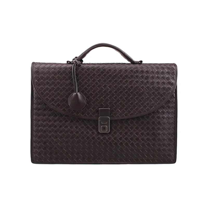 Bottega Veneta Sheepskin Briefcases Handbags Regular Men's Dark Coffee-0