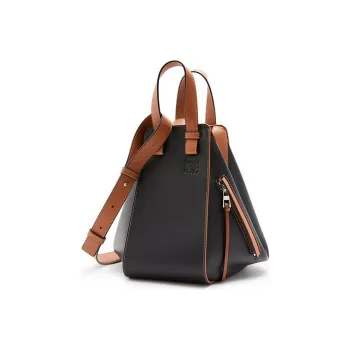 LOEWE Hammock Cow Leather Hammock Bag Shoulder Bag Crossbody Bag Handbag Small Size Women's Black Tan