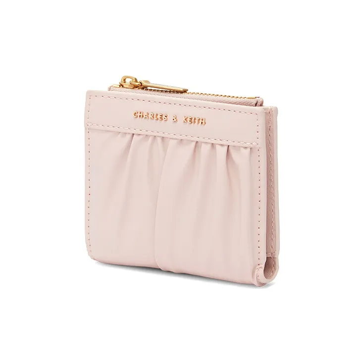 CHARLES&KEITH Artificial Leather Card Holder Wallet Mini Women's Light Pink/Tawny/Dark Green/Black-1