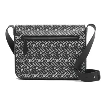Burberry Olympia Cow Leather Shoulder Bag, Crossbody Bag Trumpets Men's Black/White